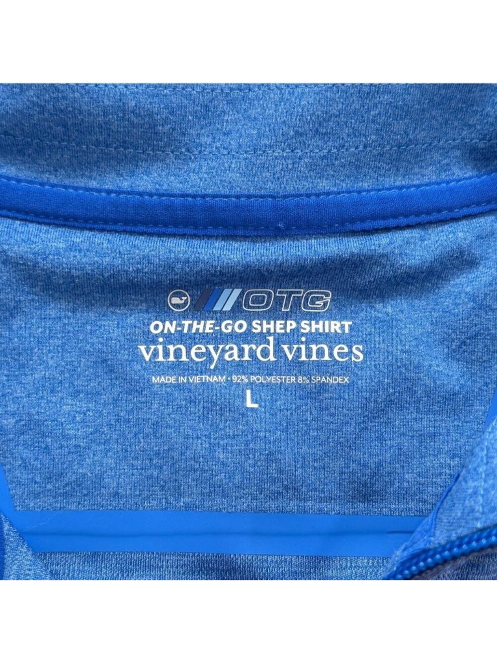 Vineyard Vines Men Size L On The Go Shep Shirt OTG 1/4 Zip Pullover Blue Orange - Picture 3 of 6